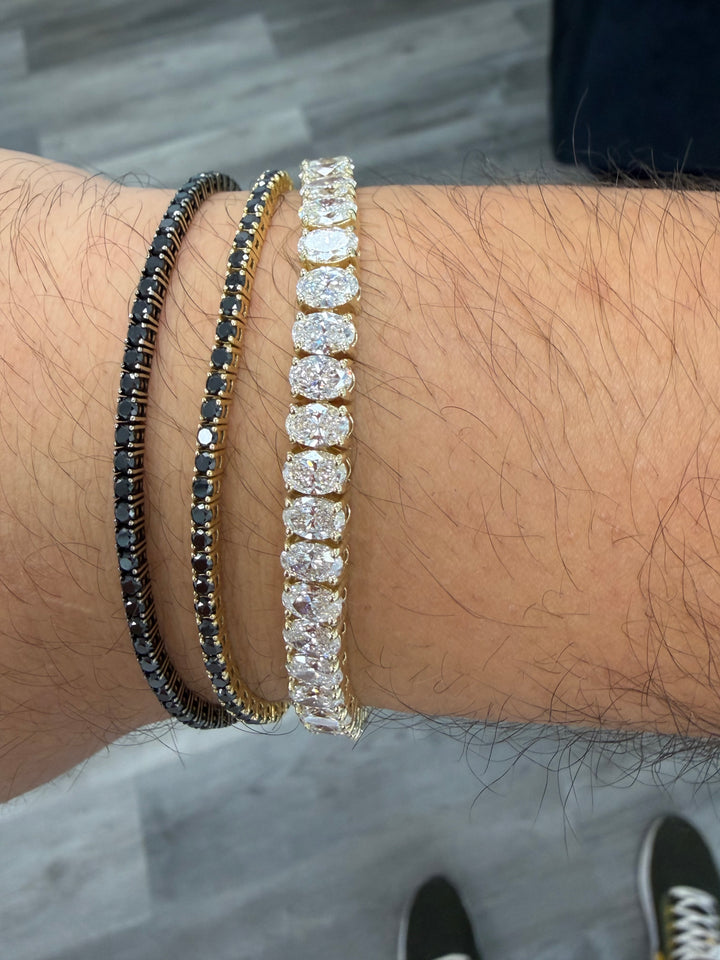 Men's Oval Cut Lab-Grown Diamond Tennis Bracelet 14K Solid Gold