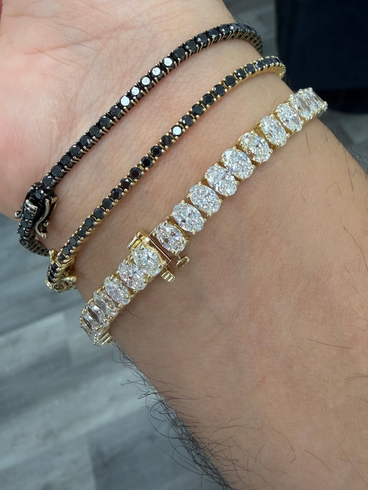 Men's Oval Cut Lab-Grown Diamond Tennis Bracelet 14K Solid Gold