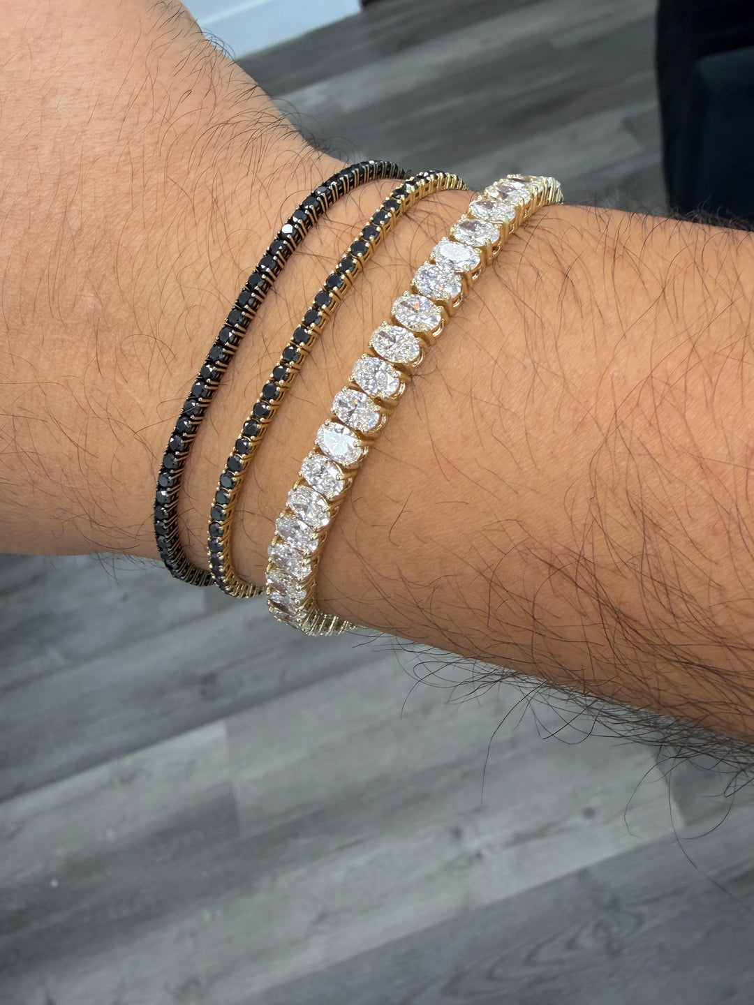 Men's Oval Cut Lab-Grown Diamond Tennis Bracelet 14K Solid Gold