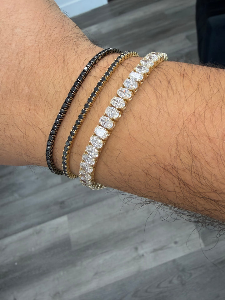 Men's Oval Cut Lab-Grown Diamond Tennis Bracelet 14K Solid Gold