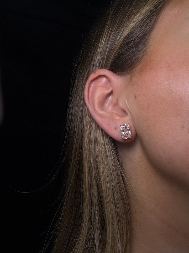 Fancy Pink Radiant Cut Lab Grown Diamond Studs