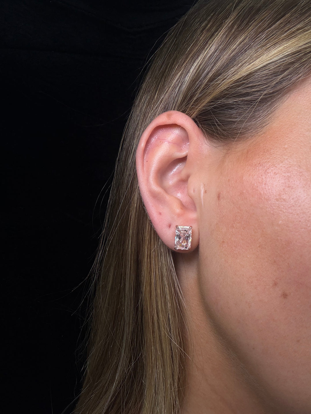 Fancy Pink Radiant Cut Lab Grown Diamond Studs