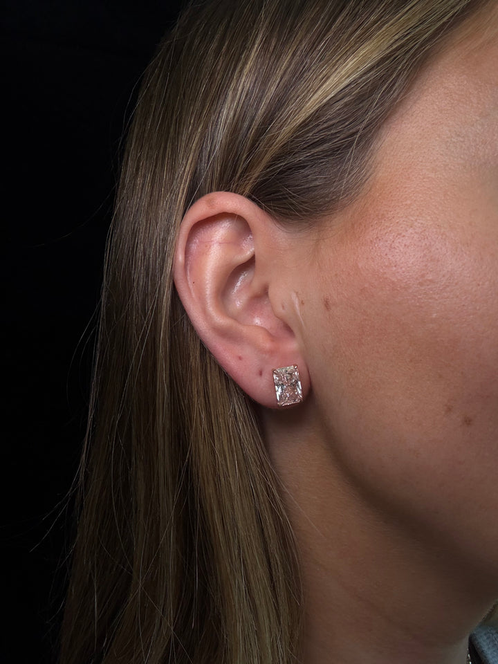 Fancy Pink Radiant Cut Lab Grown Diamond Studs