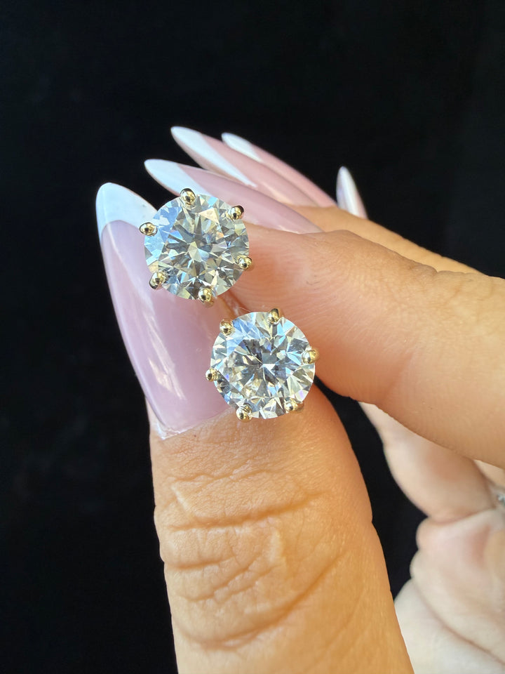 6-Prong Round Cut Lab Grown Diamond Studs Lifestyle 2