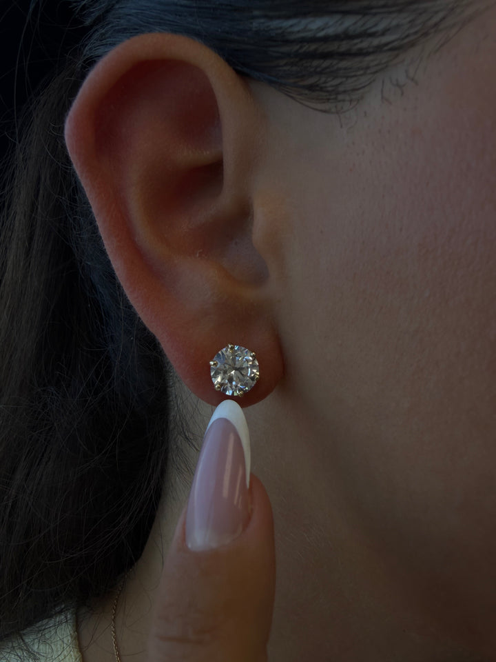 6-Prong Round Cut Lab Grown Diamond Studs Lifestyle 1