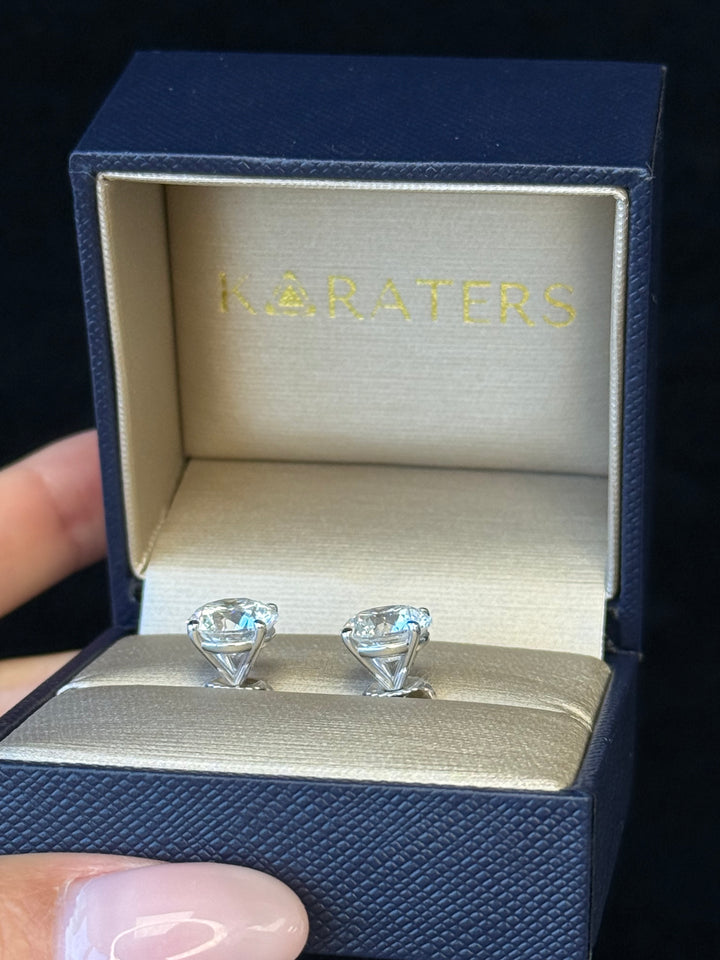 6CT Round Cut  Lab Grown Diamond Studs 14K Solid Gold