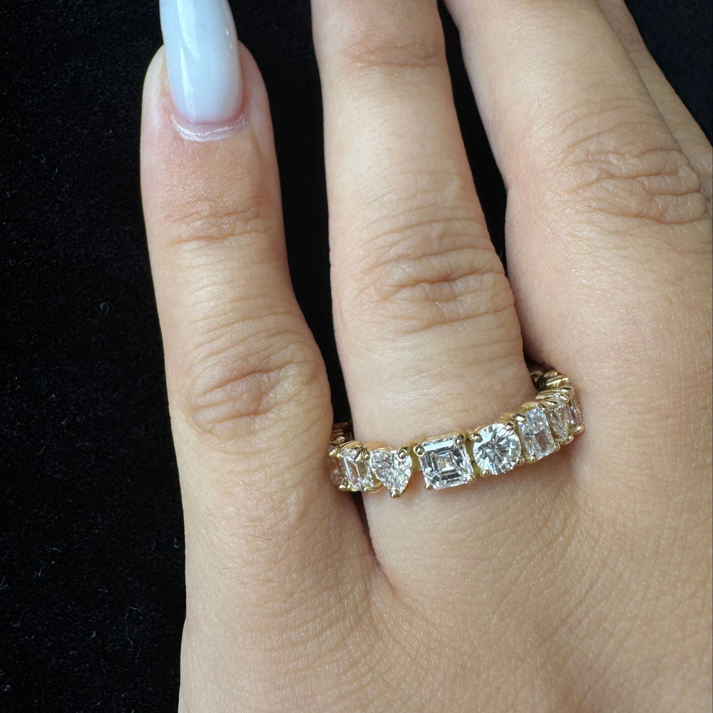 Yellow Gold Mixed Shape Lab Grown Diamond Eternity Band