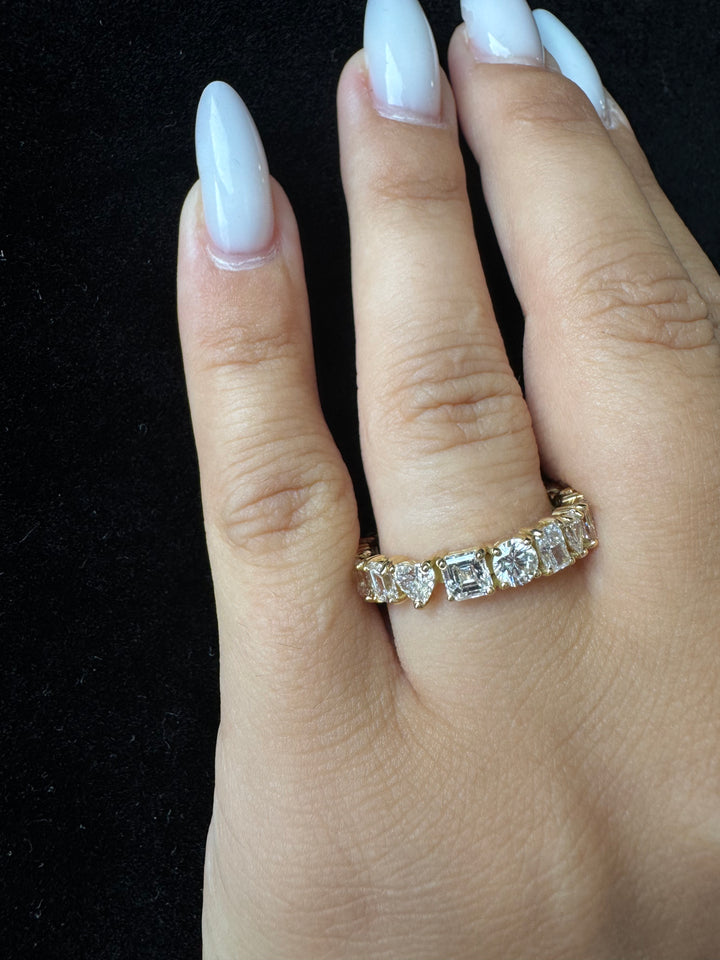 Yellow Gold Mixed Shape Lab Grown Diamond Eternity Band