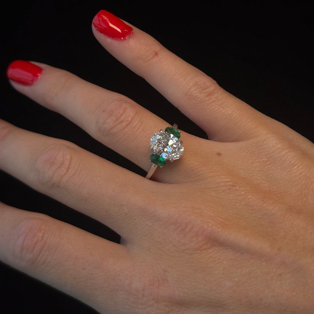 Oval Ring with Green Emerald Oval Liferstyle 3