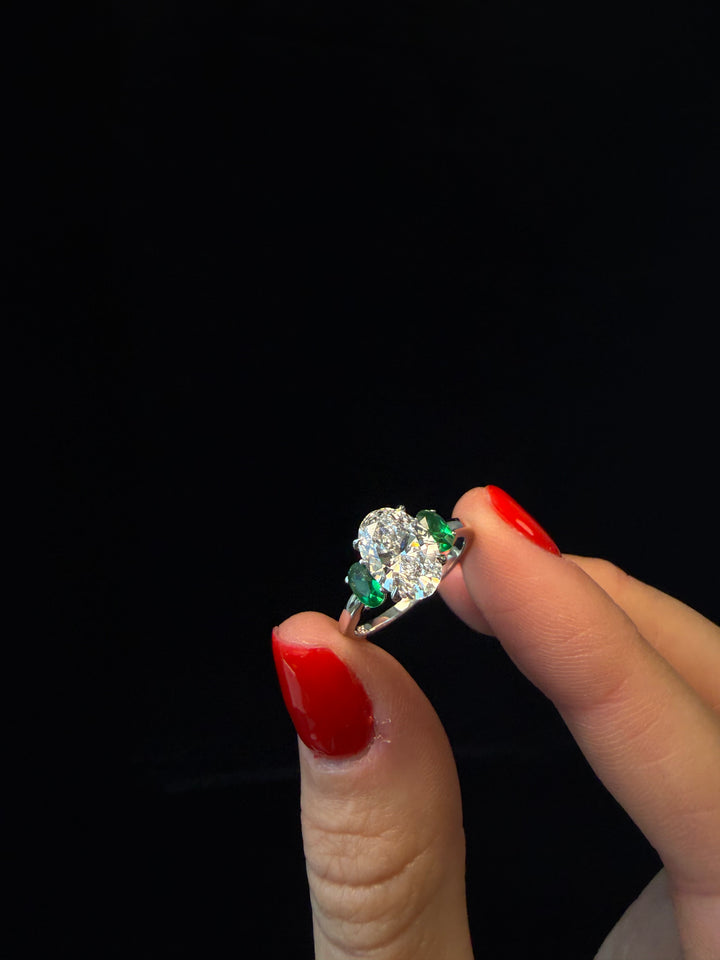 Oval Ring with Green Emerald Oval Liferstyle 2