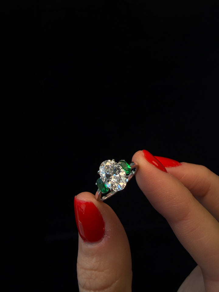 Oval Ring with Green Emerald Oval Liferstyle 5