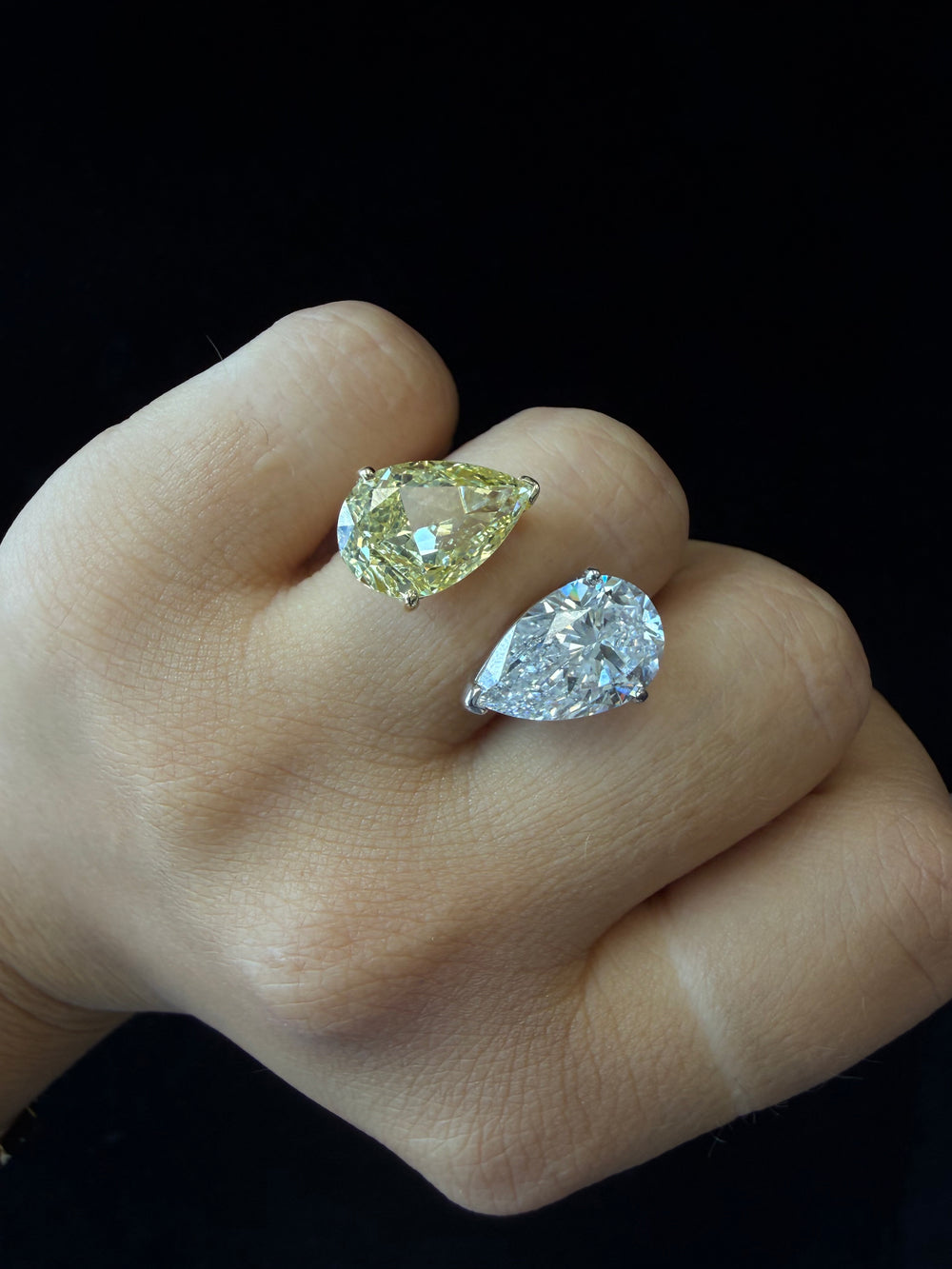 Yellow & White Pear Diamond Ring