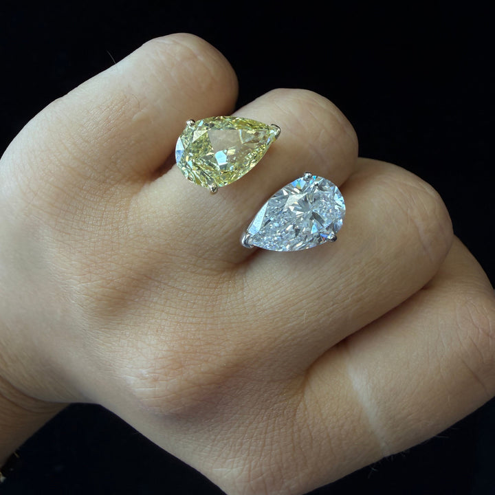 Yellow & White Pear Diamond Ring