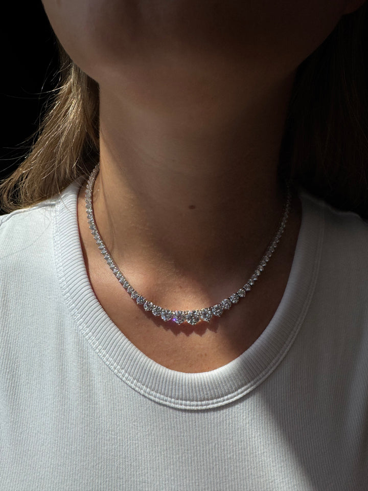 Riviera Graduated Style Lab-Grown Diamond Tennis Necklace 18K Solid Gold