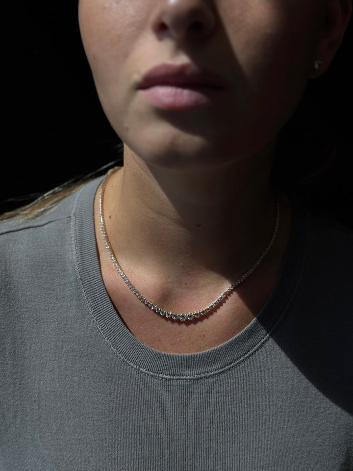 Riviera Graduated Style Lab-Grown Diamond Tennis Necklace 14K Solid Gold