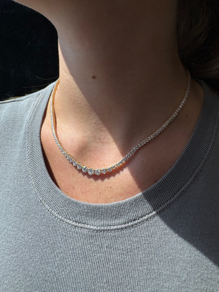 Riviera Graduated Style Lab-Grown Diamond Tennis Necklace 14K Solid Gold