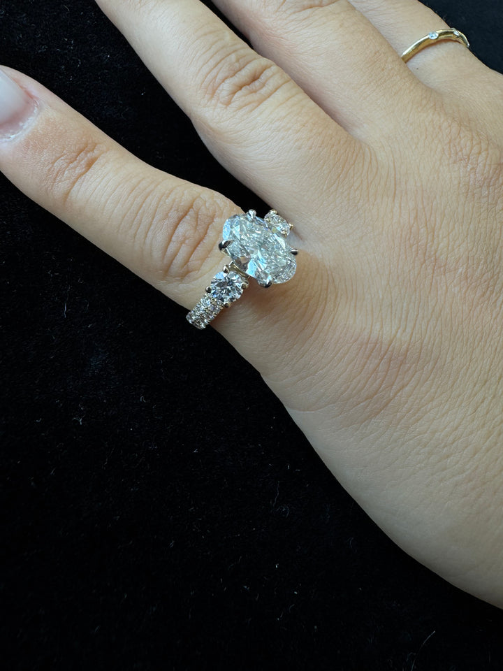 Double Row Round & Oval Lab-Grown Diamond Engagement Ring