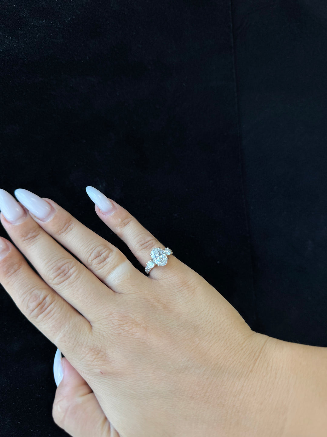 Double Row Round & Oval Lab-Grown Diamond Engagement Ring