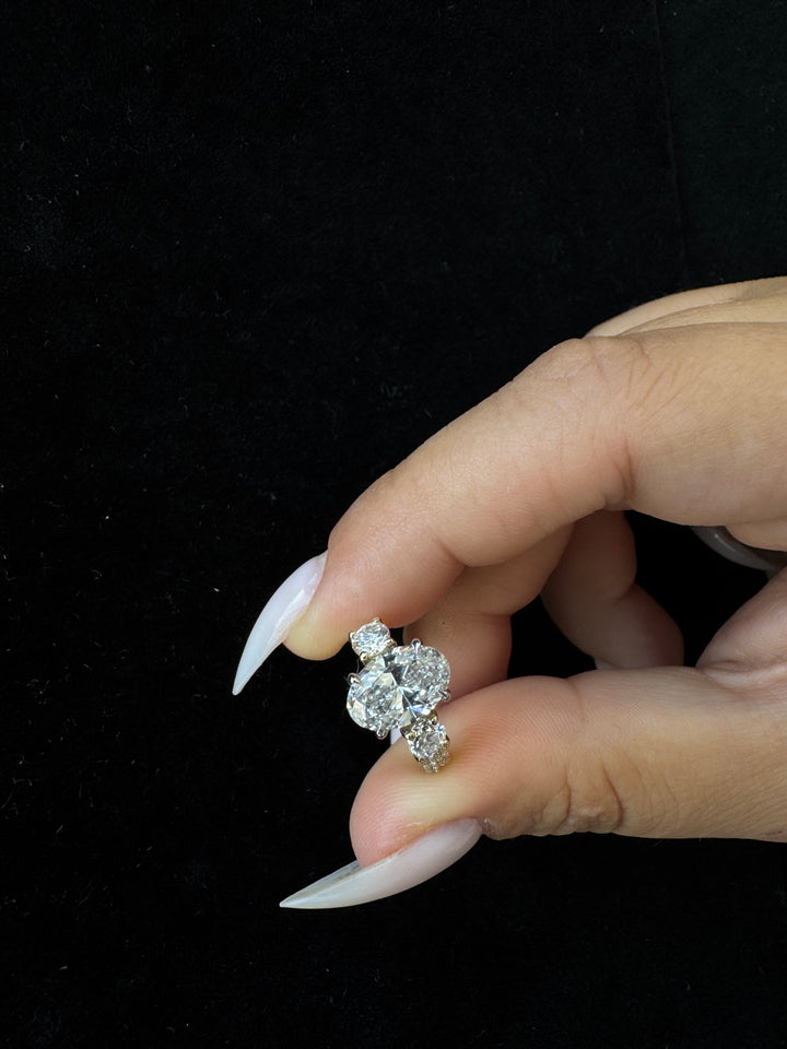 Double Row Round & Oval Lab-Grown Diamond Engagement Ring