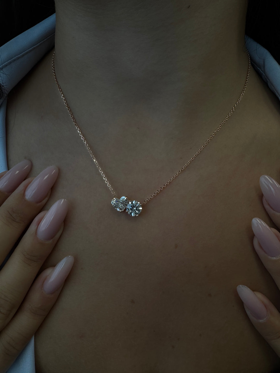 Toi Et Moi Heart & Round Shape Lab Grown Diamond Pendant