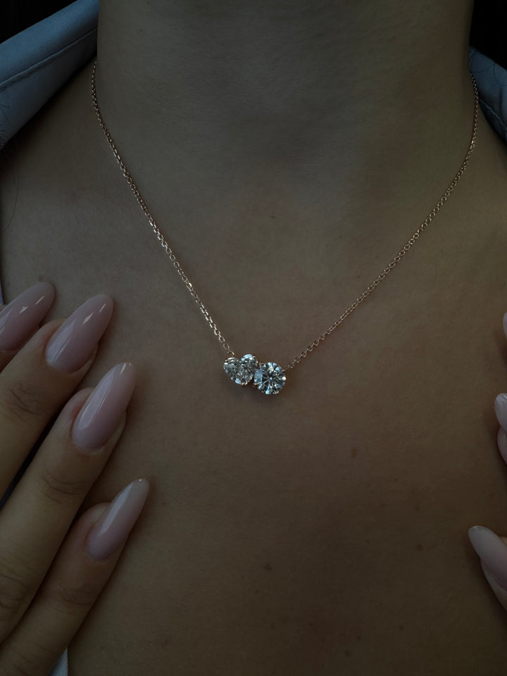 Toi Et Moi Heart & Round Shape Lab Grown Diamond Pendant