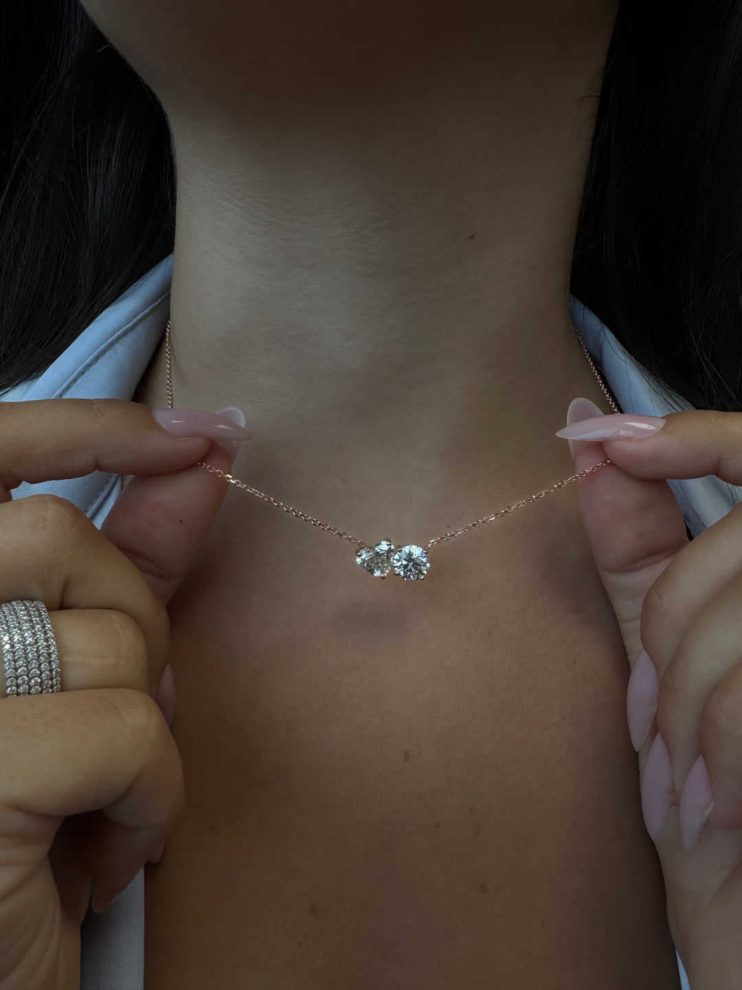 Toi Et Moi Heart & Round Shape Lab Grown Diamond Pendant