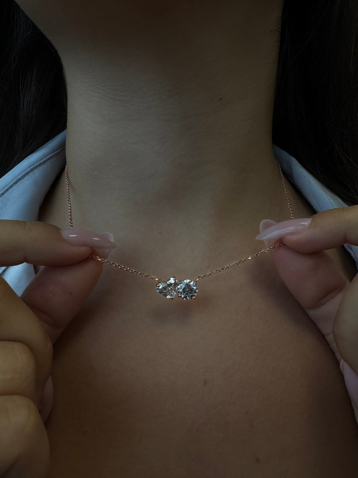 Toi Et Moi Heart & Round Shape Lab Grown Diamond Pendant