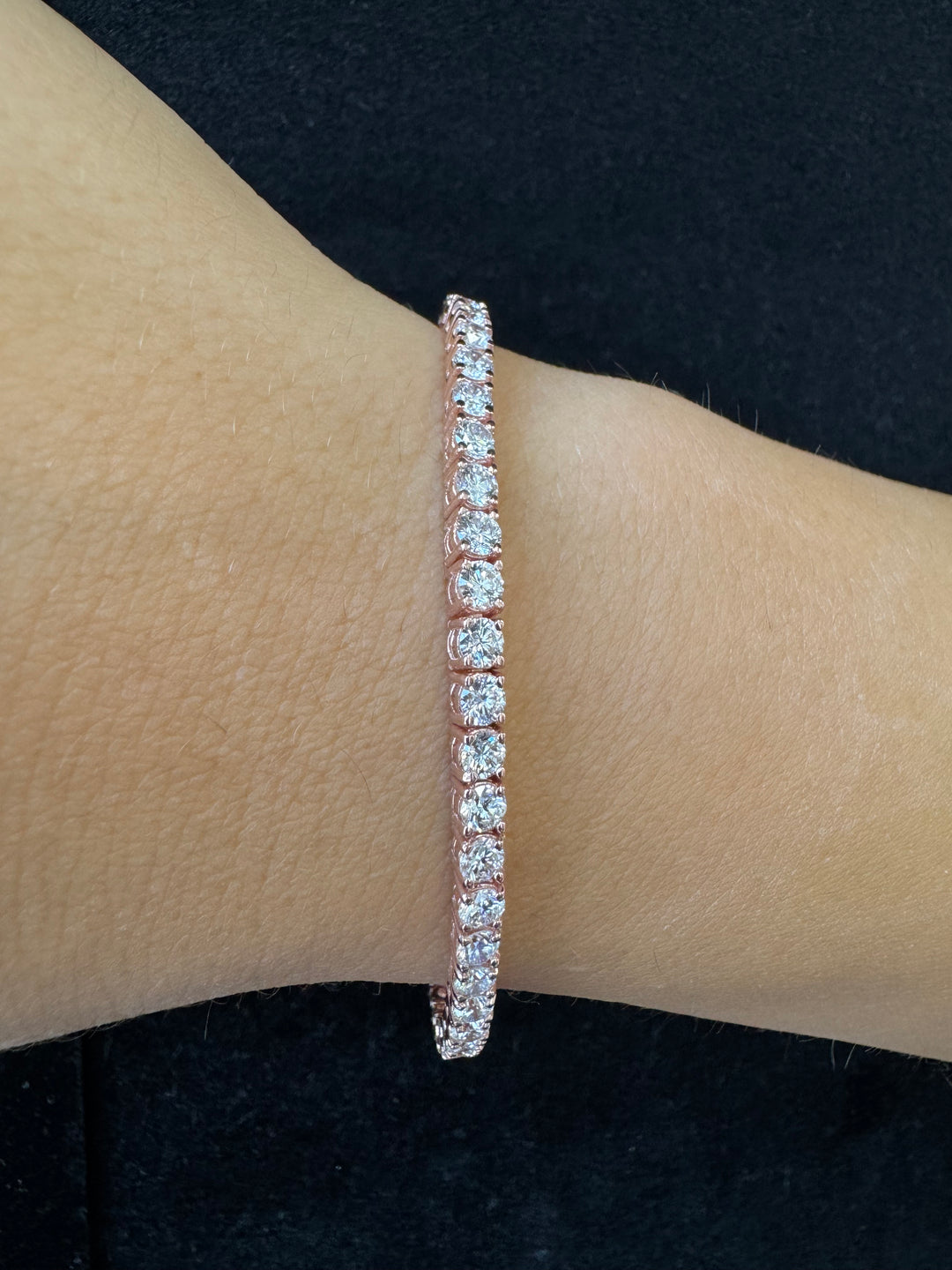 4 Prong Round Cut Lab-Grown Diamond Tennis Bracelet 14K Solid Gold