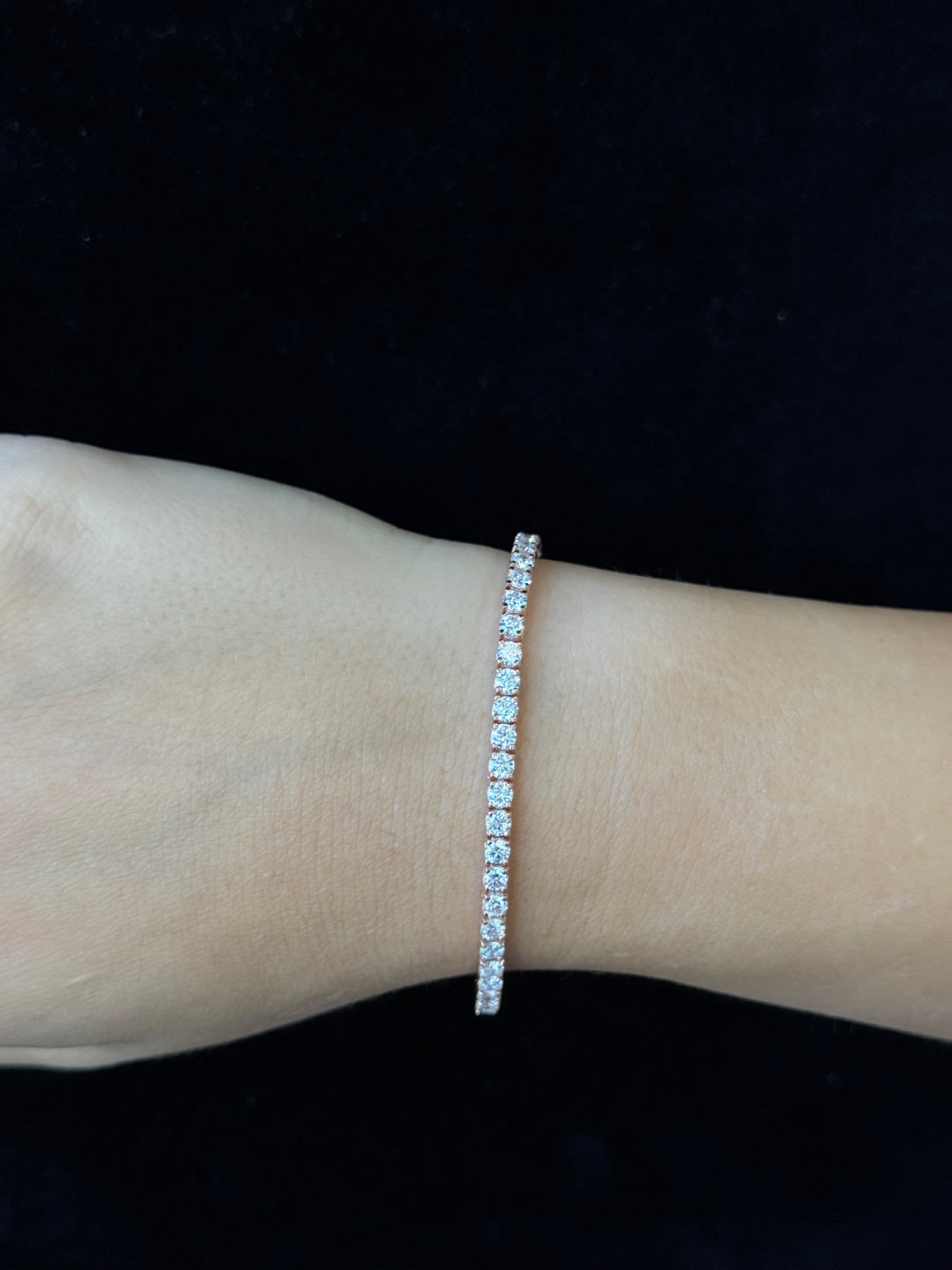 4 Prong Round Cut Lab-Grown Diamond Tennis Bracelet 14K Solid Gold