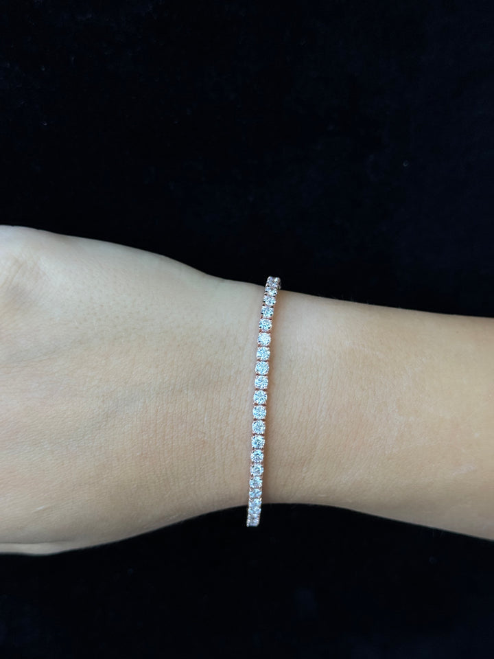 4 Prong Round Cut Lab-Grown Diamond Tennis Bracelet 14K Solid Gold
