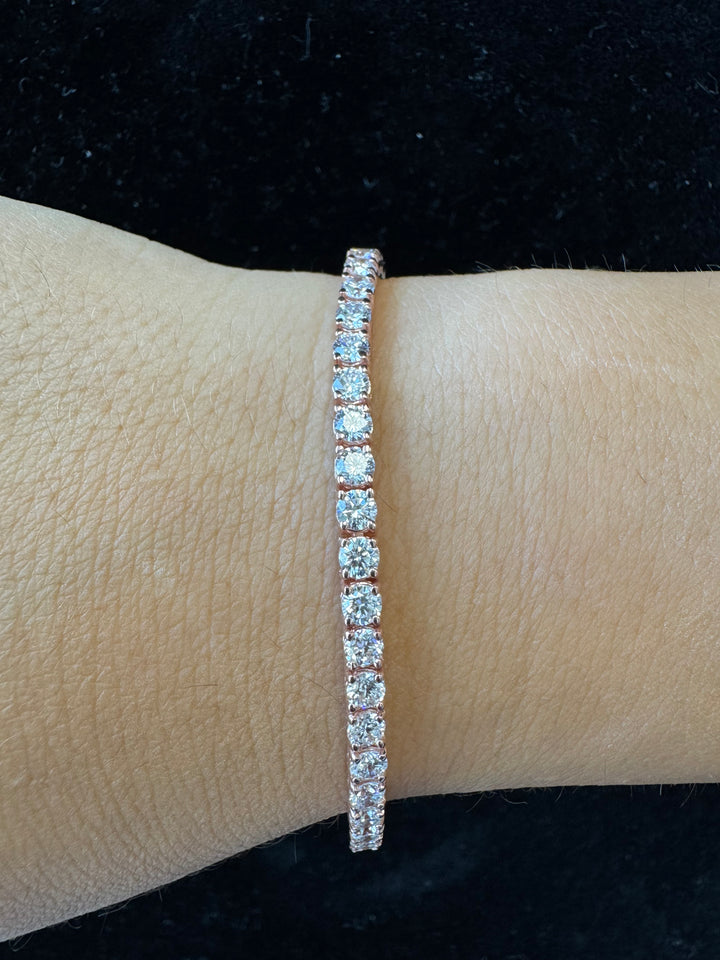 4 Prong Round Cut Lab-Grown Diamond Tennis Bracelet 18K Solid Gold