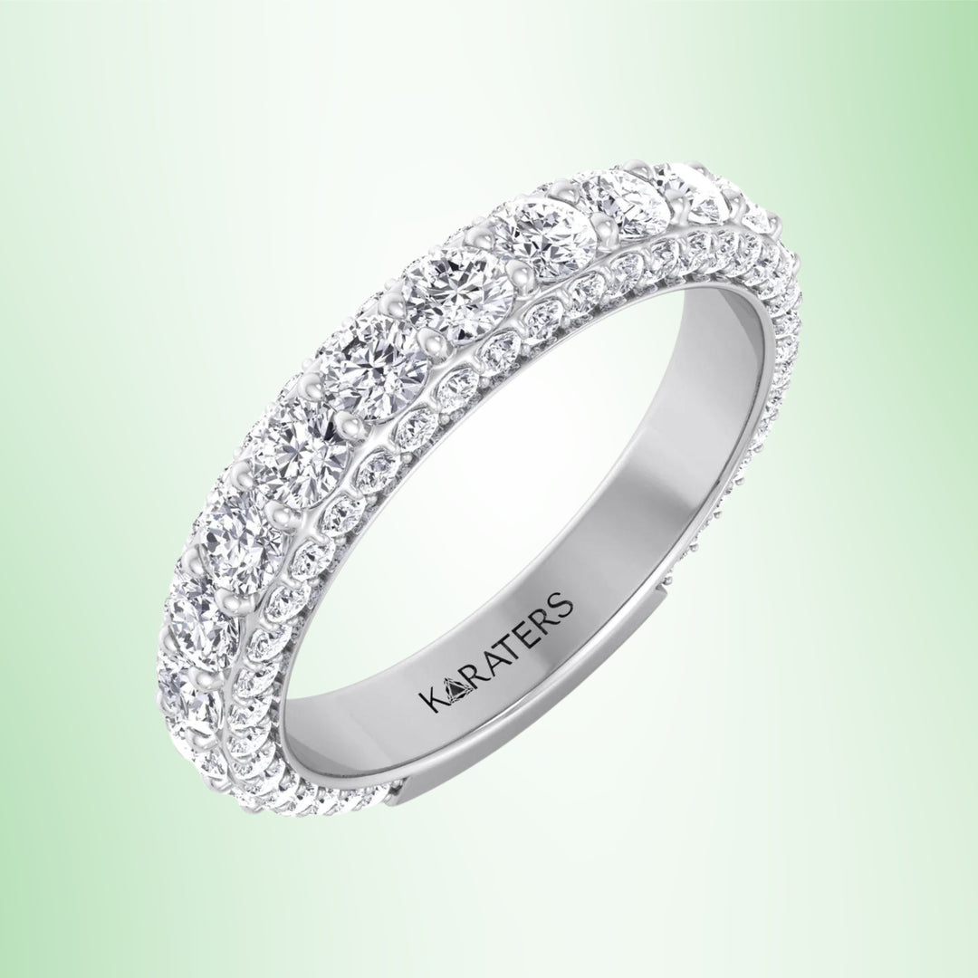 Pietre - Round Cut Lab-Grown Diamond Eternity Band with Pave Side