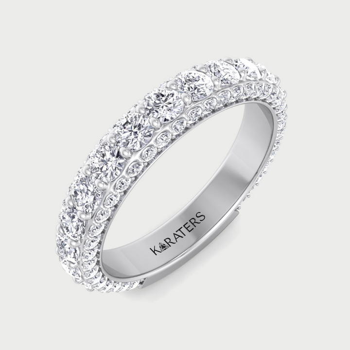 Round Cut Lab-Grown Diamond Eternity Band with Pave Side