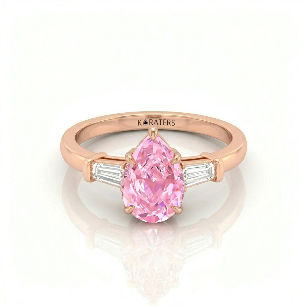 Fancy Pink Pear Shape Lab-Grown Diamond Engagement Ring RG 2