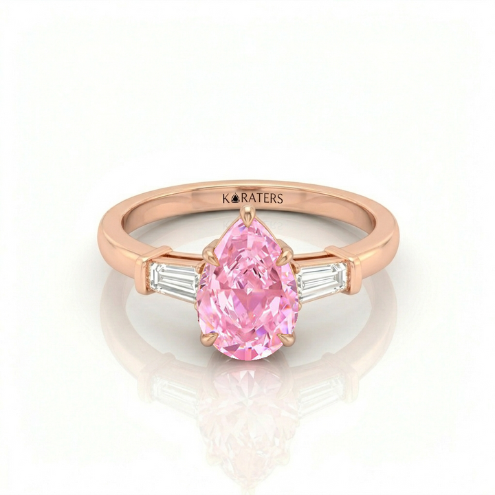 Fancy Pink Pear Shape Lab-Grown Diamond Engagement Ring RG 2