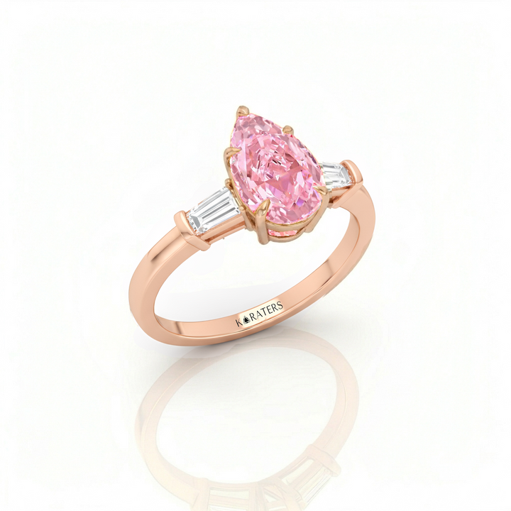 Fancy Pink Pear Shape Lab-Grown Diamond Engagement Ring RG