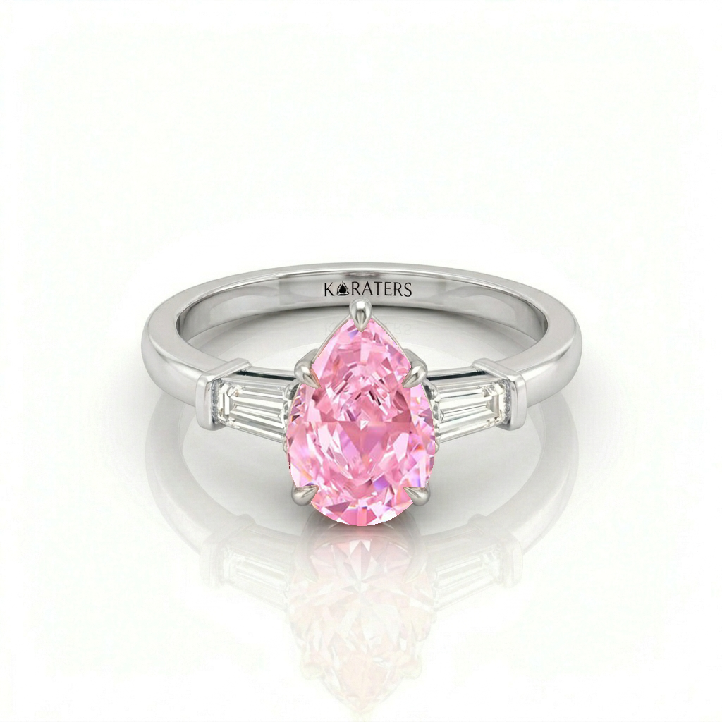 Fancy Pink Pear Shape Lab-Grown Diamond Engagement Ring WG 2