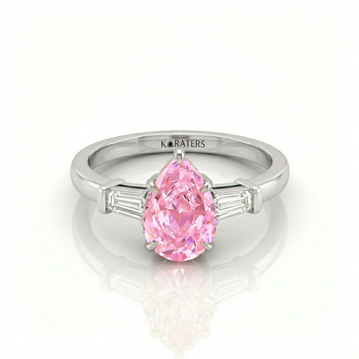 Fancy Pink Pear Shape Lab-Grown Diamond Engagement Ring WG 2