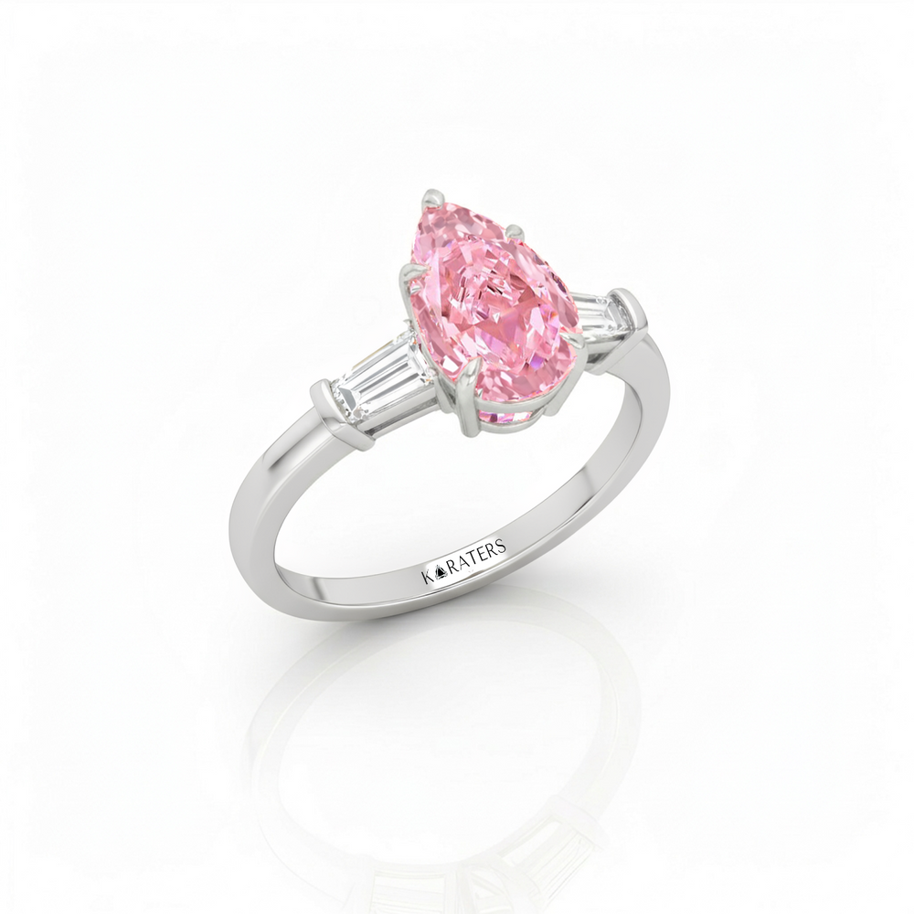 Fancy Pink Pear Shape Lab-Grown Diamond Engagement Ring 2