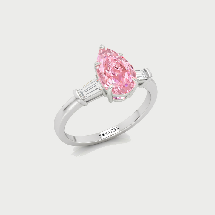 Fancy Pink Pear Shape Lab-Grown Diamond Engagement Ring