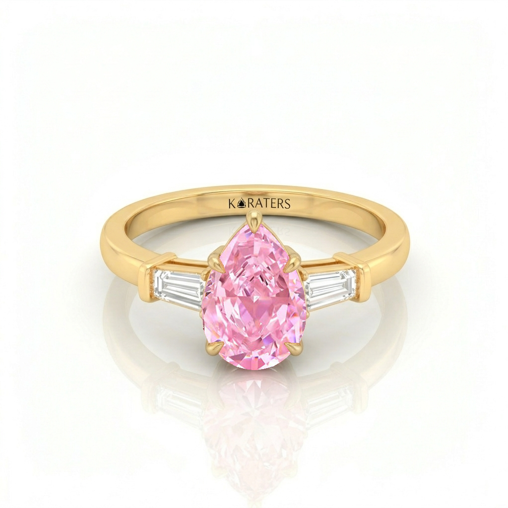 Fancy Pink Pear Shape Lab-Grown Diamond Engagement Ring YG 2