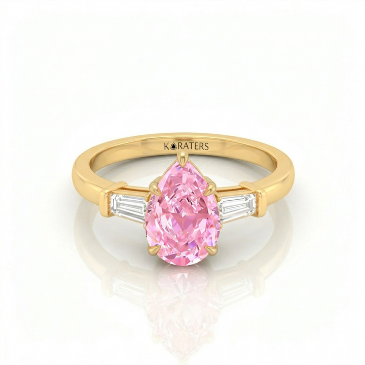 Fancy Pink Pear Shape Lab-Grown Diamond Engagement Ring YG 2