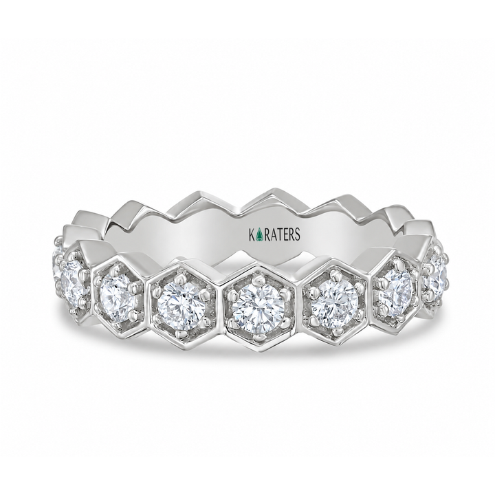 Honeycomb Round Cut Lab Grown Diamond Eternity Band white 2