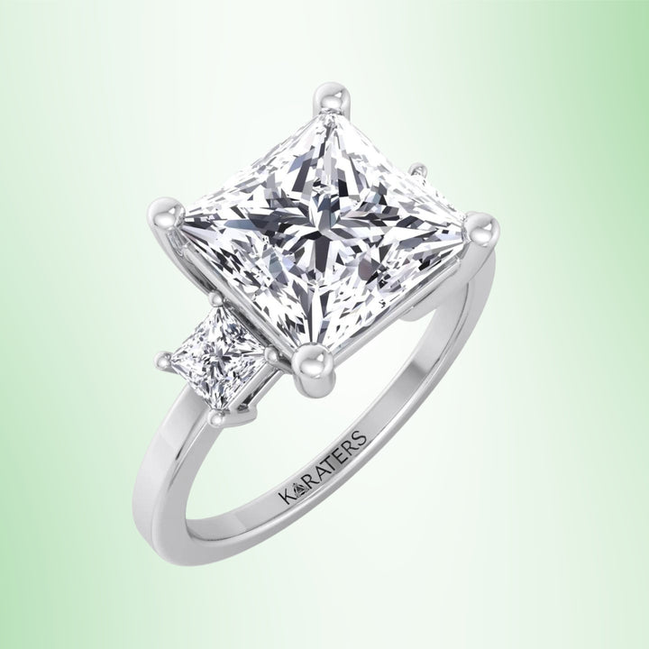 Princess Lab Diamond Solitaire Engagement Ring With A Halo