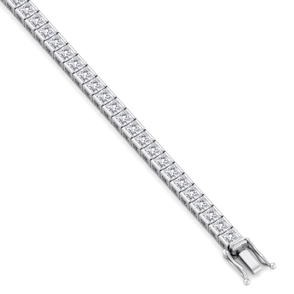 Princess Lab Diamond Tennis Bracelet 14K White Clasp