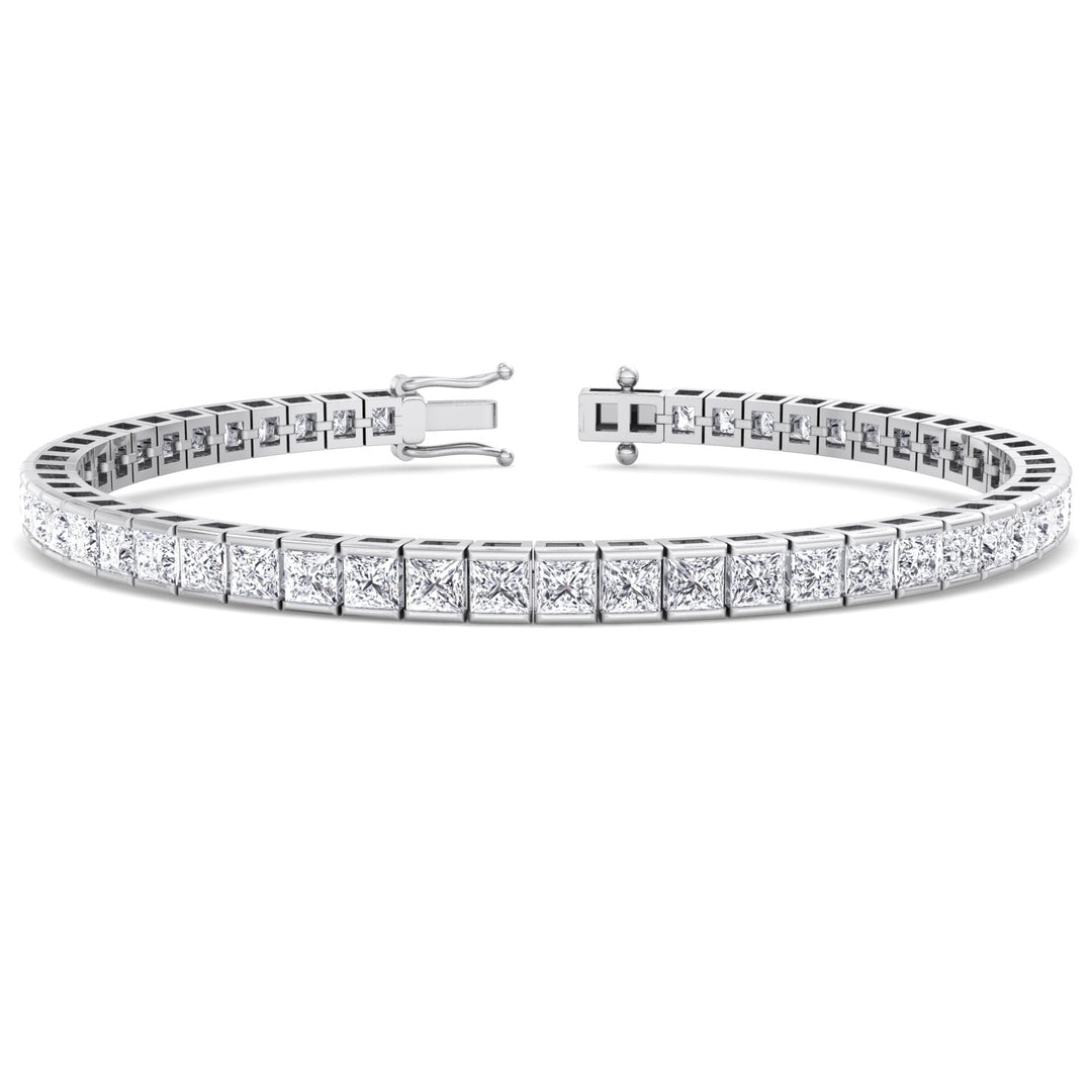 Princess Lab Diamond Tennis Bracelet 14K White Gold