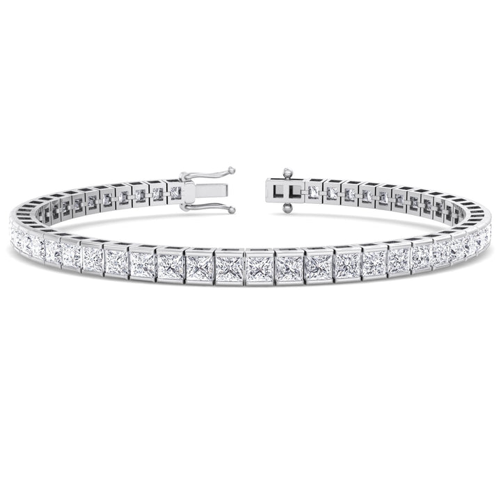 Princess Lab Diamond Tennis Bracelet 14K White Gold