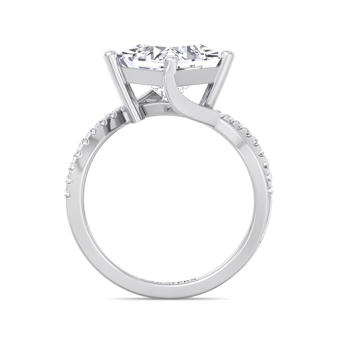 Princess Lab Diamond White Gold Ring Wrap SideStones 