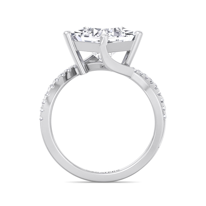 Princess Lab Diamond White Gold Ring Wrap SideStones 