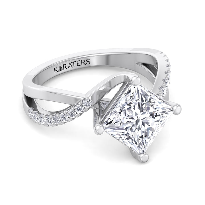 Princess Lab Diamond White Ring Wrap Detail SideStones 